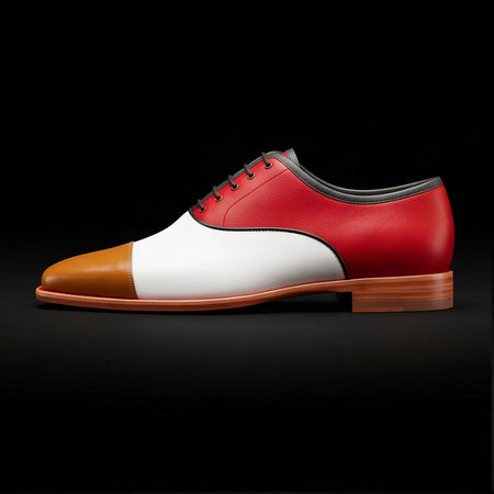 Lucca Tri Tone Suede Leather Cap Toe Oxford Shoes
