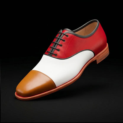 Lucca Tri Tone Suede Leather Cap Toe Oxford Shoes