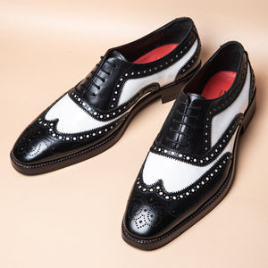 Bari Spectator Wingtip Oxford - Black & White