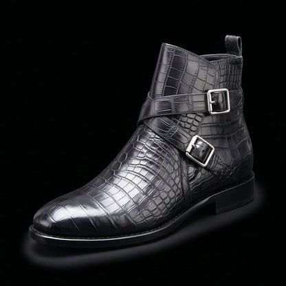 Messina Black Alligator Leather Ankle High Jodhpur Boots