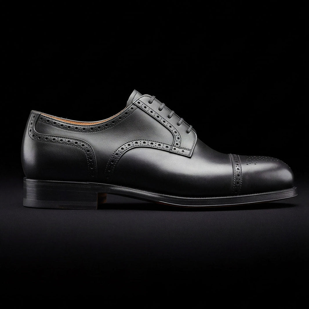 Treviso Black Leather Oxford Shoes