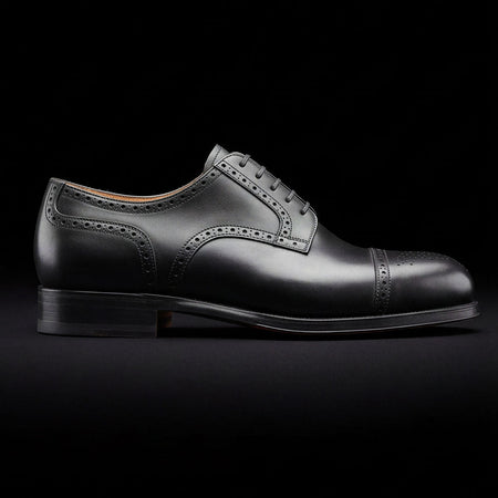 Treviso Black Leather Oxford Shoes