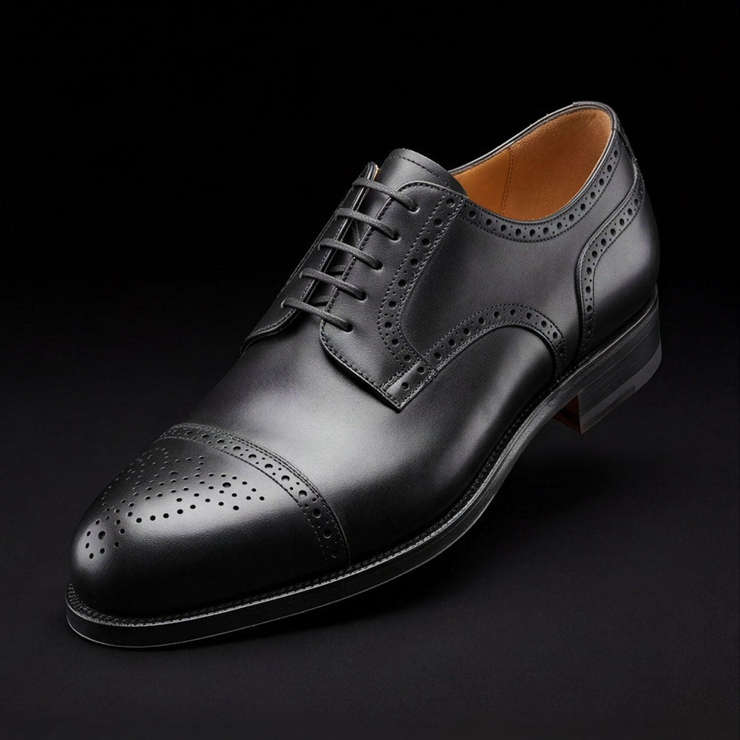 Treviso Black Leather Oxford Shoes