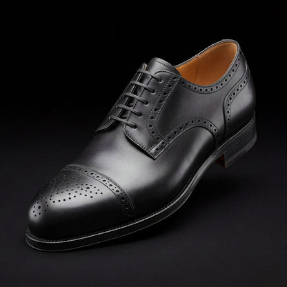 Treviso Black Leather Oxford Shoes