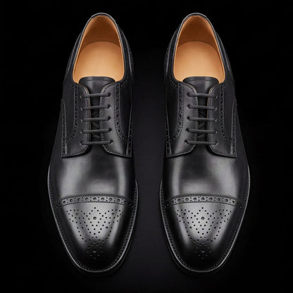 Treviso Black Leather Oxford Shoes