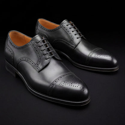 Treviso Black Leather Oxford Shoes