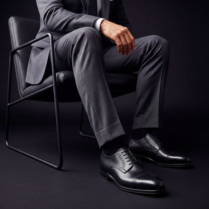 Treviso Black Leather Oxford Shoes