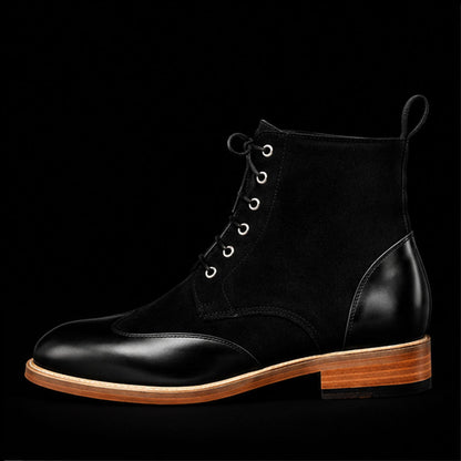 Potenza Black Leather & Suede Ankle High Casual Boots