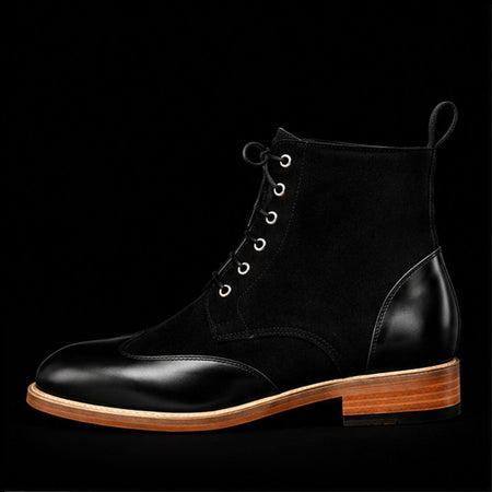 Potenza Black Leather & Suede Ankle High Casual Boots
