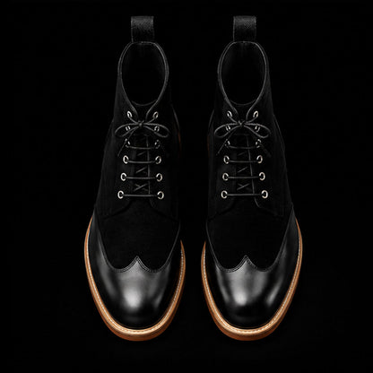 Potenza Black Leather & Suede Ankle High Casual Boots
