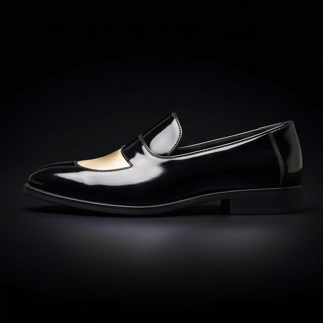 Levico Terme Black & Beige Leather Penny Loafers