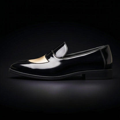 Levico Terme Black & Beige Leather Penny Loafers