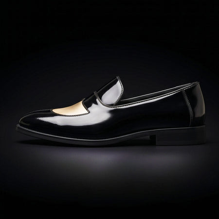 Levico Terme Black & Beige Leather Penny Loafers