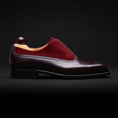 Feltre Black & Maroon Suede Leather Oxford Shoes