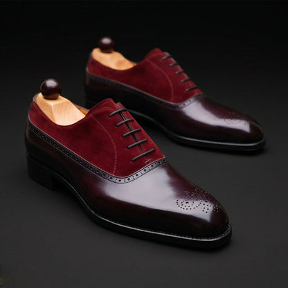Feltre Black & Maroon Suede Leather Oxford Shoes