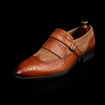 Pesaro Brown Brogue Wingtip Monk Shoes
