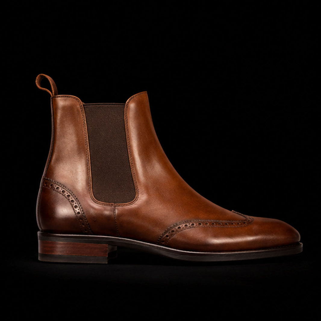 Gubbio Brown Leather Wingtip Chelsea Boots