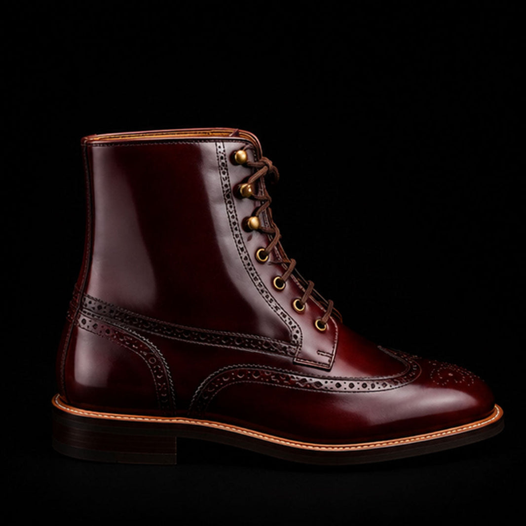 Vicenza Brown Patina Leather Wingtip Ankle High Boots