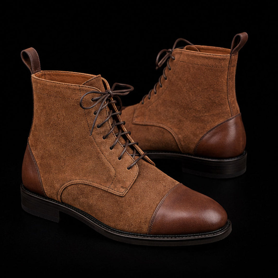 Moncalieri Brown Suede Leather Ankle High Boots