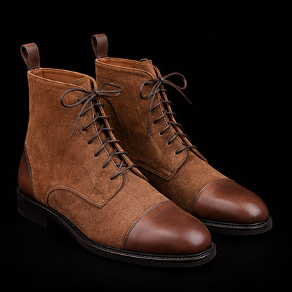 Moncalieri Brown Suede Leather Ankle High Boots