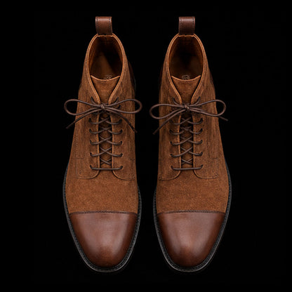 Moncalieri Brown Suede Leather Ankle High Boots