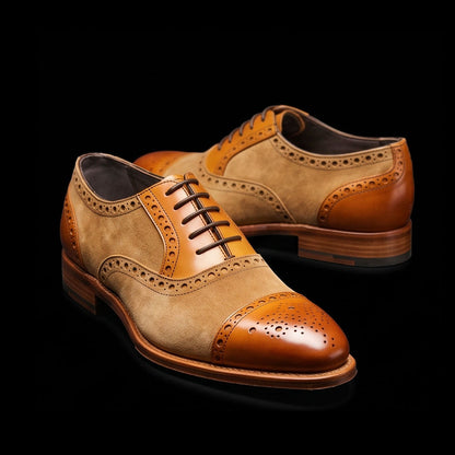 Arezzo Brown Suede Leather Cap Toe Formal Oxford Shoes