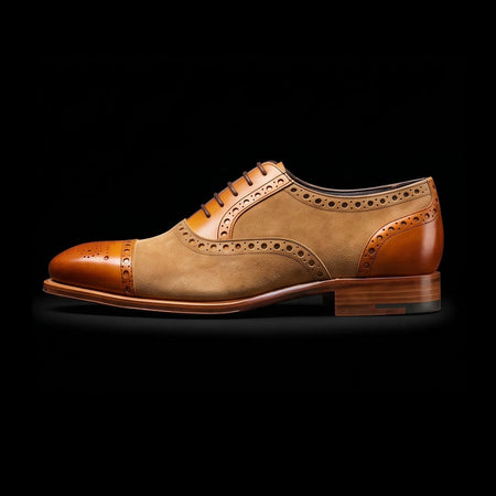Arezzo Brown Suede Leather Cap Toe Formal Oxford Shoes