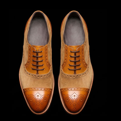 Arezzo Brown Suede Leather Cap Toe Formal Oxford Shoes
