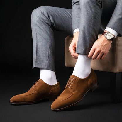 Frosinone Brown Suede Slip Toe Formal Dress Shoes
