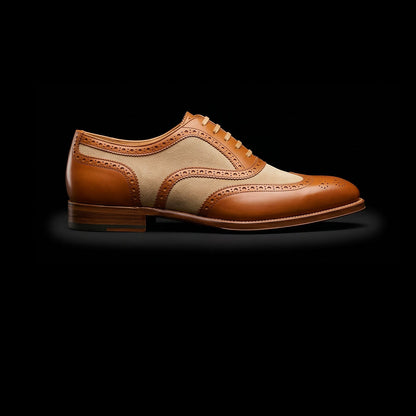 Frascati Brown & Beige Suede Leather Wingtip Spectator Shoes