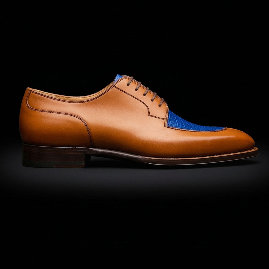 Manfredonia Blue & Brown Leather Oxford Shoes