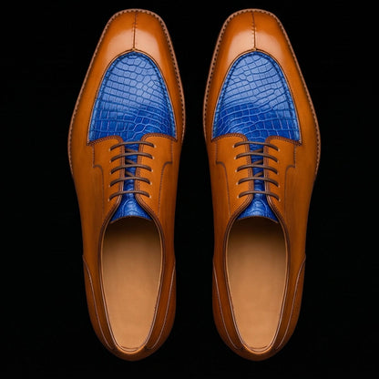 Manfredonia Blue & Brown Leather Oxford Shoes