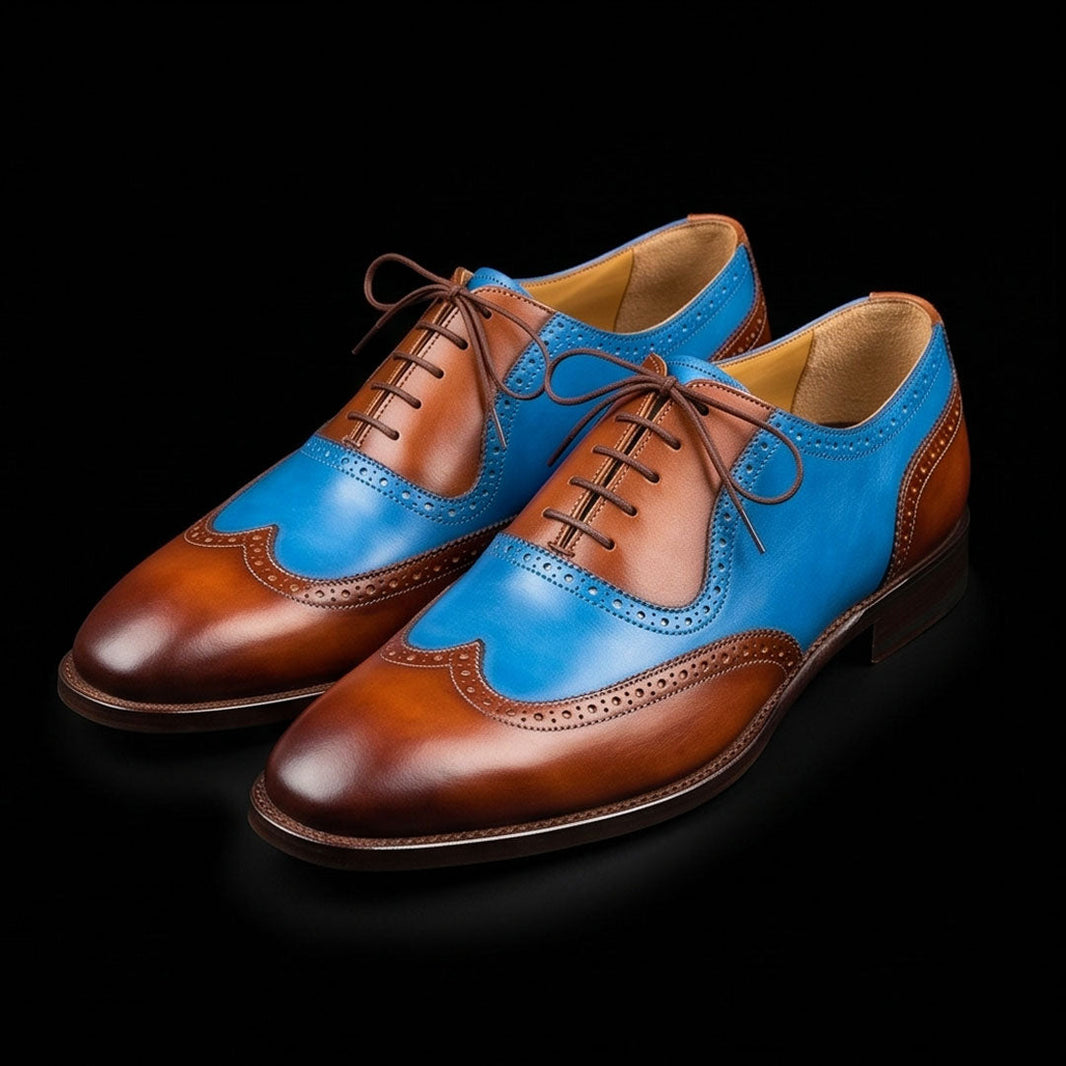 Brescia Brown Leather Wingtip Brogue Oxford Shoes