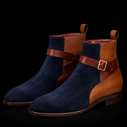 Tivoli Brown & Blue Suede Leather Jodhpur Boots