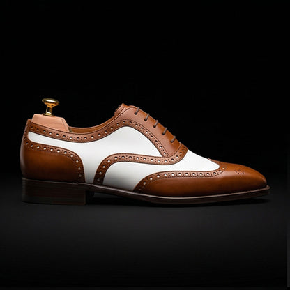 Urbino Brown & White Leather Wingtip Spectator Shoes