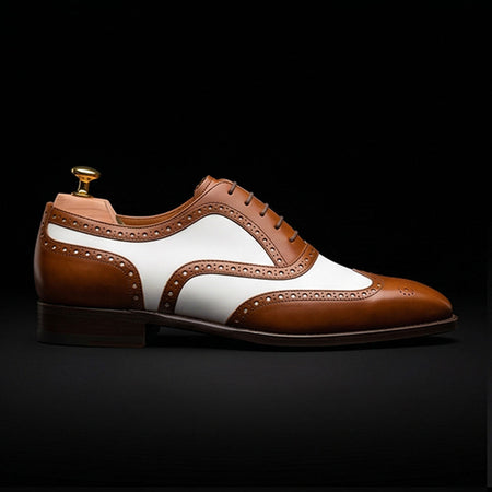 Urbino Brown & White Leather Wingtip Spectator Shoes