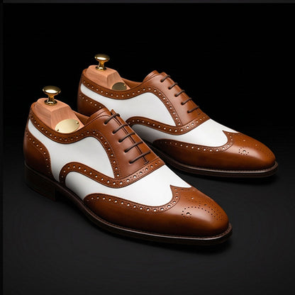 Urbino Brown & White Leather Wingtip Spectator Shoes