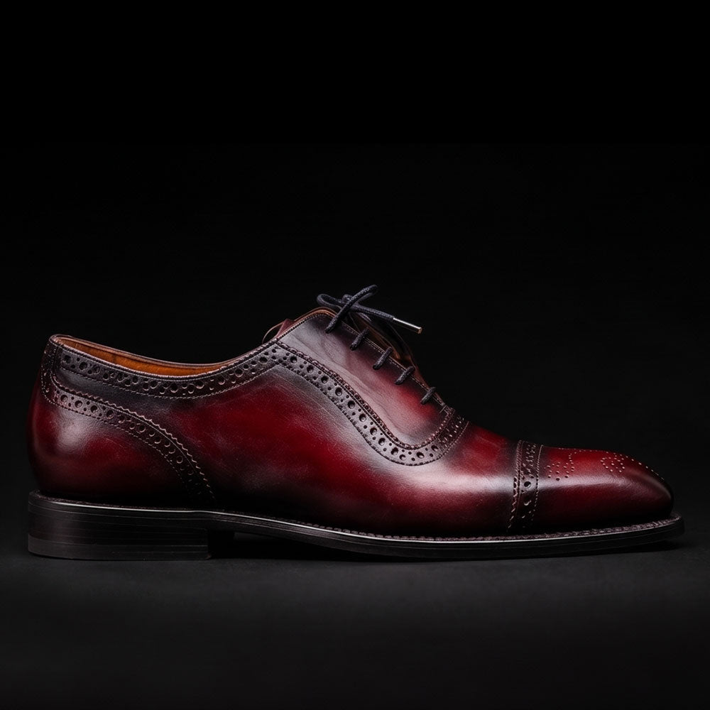 Ancona Burgundy Patina Leather Oxford Shoes