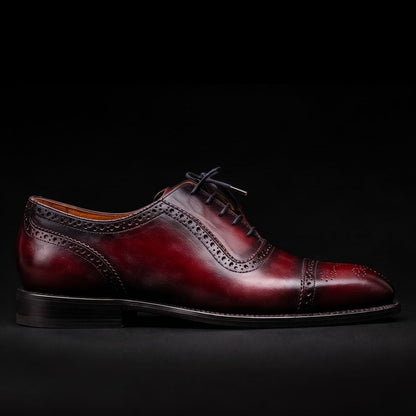 Ancona Burgundy Patina Leather Oxford Shoes
