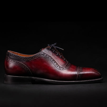 Ancona Burgundy Patina Leather Oxford Shoes