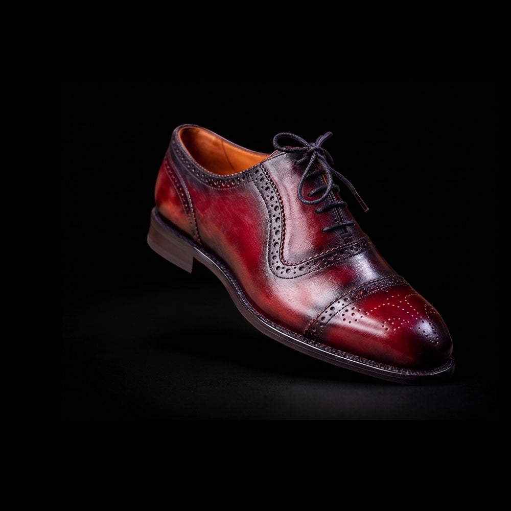 Ancona Burgundy Patina Leather Oxford Shoes