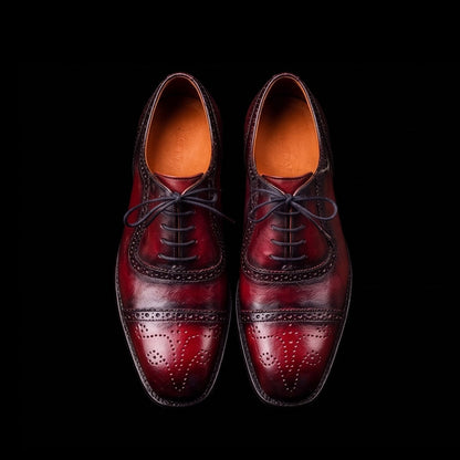 Ancona Burgundy Patina Leather Oxford Shoes