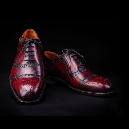 Ancona Burgundy Patina Leather Oxford Shoes