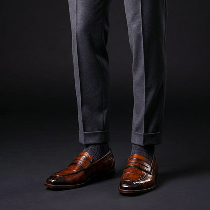 Merano Burgundy Patina Leather Penny Loafers