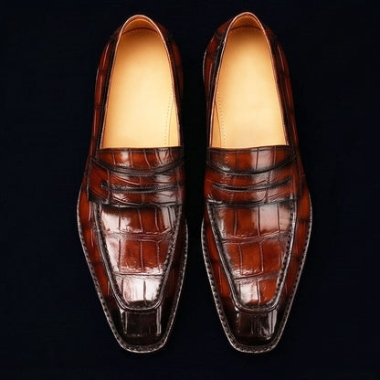 Merano Burgundy Patina Leather Penny Loafers