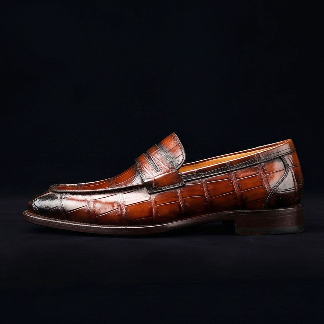 Merano Burgundy Patina Leather Penny Loafers