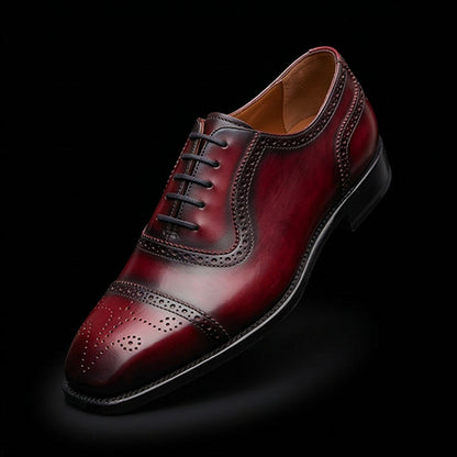 Reggio Emilia Burgundy & Blue Leather Wingtip Oxford Shoes