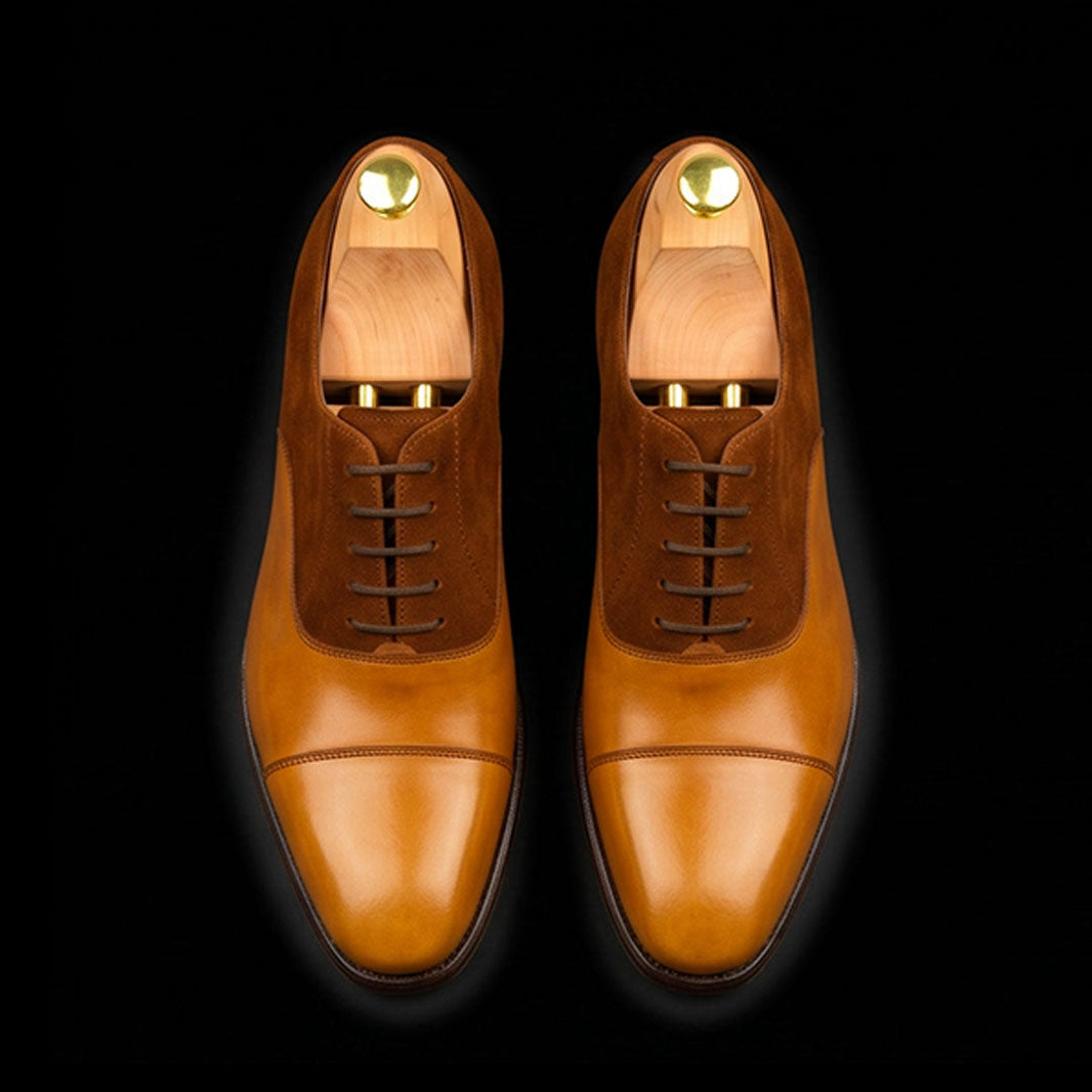 Sanremo Dual Tone Brown Suede Leather Oxford Shoes