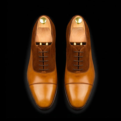Sanremo Dual Tone Brown Suede Leather Oxford Shoes