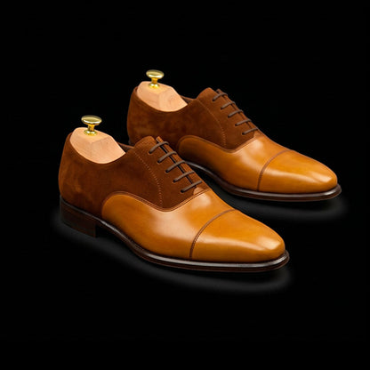 Sanremo Dual Tone Brown Suede Leather Oxford Shoes